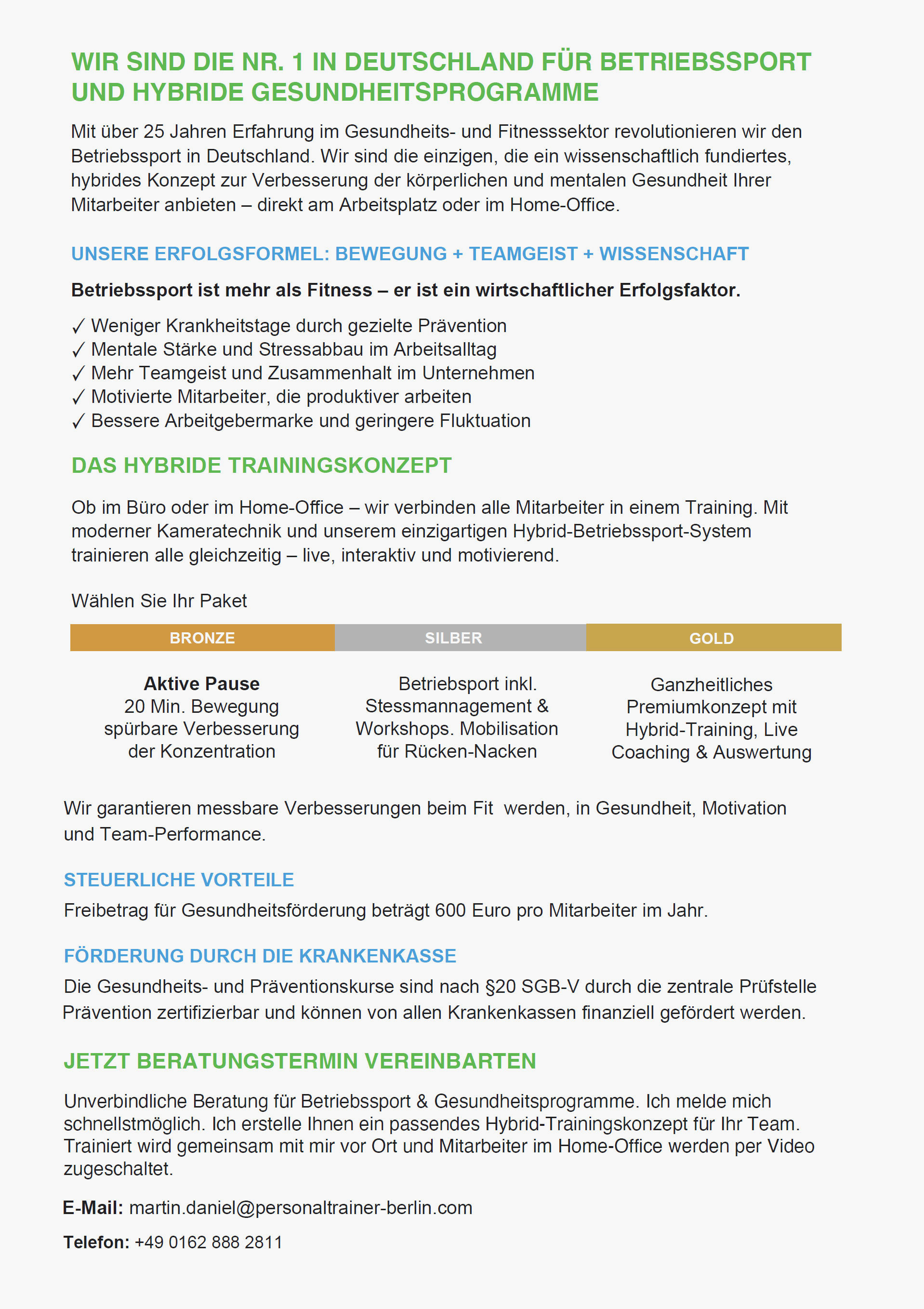 Firmenfitness Berlin